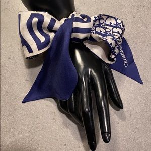 Dior Mitzah Twilly J’adior skinny scarf wrap Navy